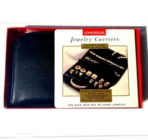 Connoisseurs Faux Leather Black Jewelry Carrier Clutch 3 Zip Secure Closures - Picture 1 of 3
