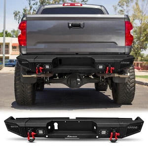 Steel Rear Bumper Off-road For Toyota Tundra 2014-2021 w/LED Lights & D-rings - Picture 1 of 7