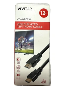 👍Vivitar 12' Gold Plated Hi-Speed Video/Audio Cable LOW PRICE HD Connection - Picture 1 of 5