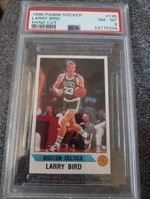 Larry Bird Card 1990-91 Panini Stickers #135 PSA 8