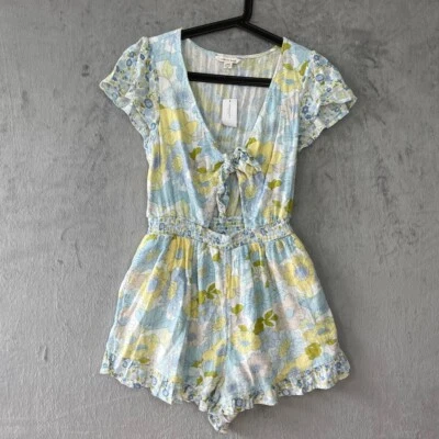 American Eagle Cottagecore 花卉领带连身裤女式小号春假波西米亚 — 第 1/4 张图片