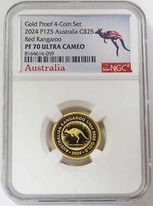 2024 GOLD 199 MINTED AUSTRALIA $25 RED KANGAROO NGC PF 70 ULTRA CAMEO - Picture 1 of 2