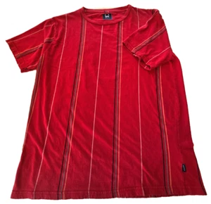 WXYZ Marke Herren XL Kurzarm Pullover rot vertikal gestreift Baumwolle T-Shirt - Bild 1 von 5