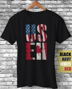 US EH American Canadian USA Canada Flag Proud Pride Funny Gift Unisex T-Shirt - Picture 1 of 5