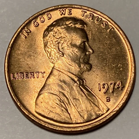 RED BU 1974-S LINCOLN MEMORIAL CENT San Francisco Mint  -Buy More, Save More! Cover
