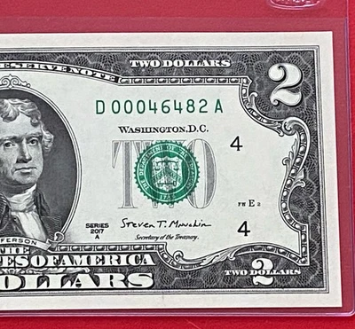 2017-A $2 TWO DOLLAR BILL ( CLEVELAND D )   Uncirculated - Image 1 of 3