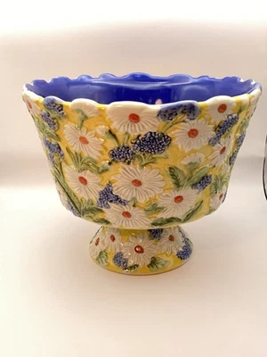 Temp-tations by Tara Azul Figura Floral 3D Trifle Bowl 3 QT Cerámica Raro Usado en Excelente Condición Foto 1 de 4