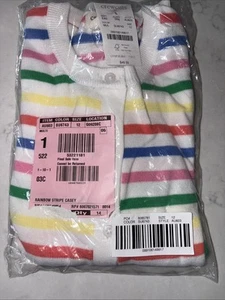 J Crew Crew Cuts Girls Casey Cardigan Sweater Rainbow Striped NWT Size L (10-12) - Picture 1 of 3