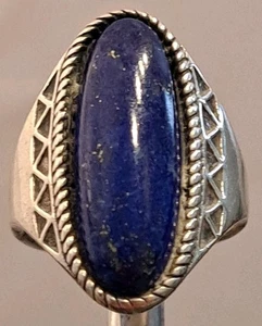 SHUBE Sterling Silver Blue Lapis SOUTHWESTERN Tapered Band Ring Size 6.5 NICE - Picture 1 of 8