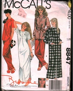 8847 Vintage McCalls Sewing Pattern Misses 1980s Robe Nightgown Pajamas Medium - Picture 1 of 2