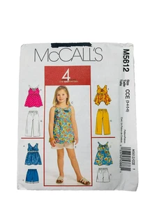 McCalls 5612 Schnittmuster Mädchen Oberteil Shorts Caprihose Gr. 3,4,5,6 - Bild 1 von 2