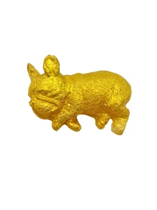 Mini Estatuilla de Perro Dorada Pisapapeles Amante de los Animales Navidad Hecha a Mano Resina - Imagen 1 de 11