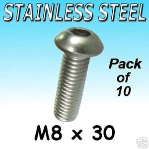 Acero Inoxidable Botón Cabeza Tornillos M8 X 30 Barco Etc 10pk - Imagen 1 de 1