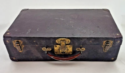Maleta maletero miniatura de colección de los años 30 tablero duro aglomerado equipaje asa de metal Foto 1 de 4