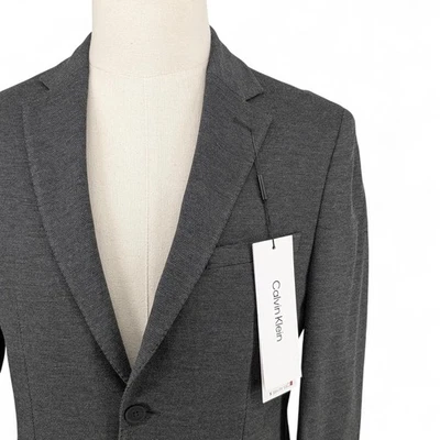 Abrigo Blazer Chaqueta Gris 38 R Calvin Klein Para Hombre X Slim-Fit Tejido Sólido Foto 1 de 4