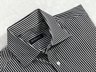 Camisa para hombre ST. CROIX Made In Italy abotonada talla M rayas blancas y negras Foto 1 de 4