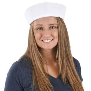Large White Sailor Hat (10 Inch) Adult Large Nautical Costume Accessory - Picture 1 of 7