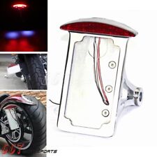  Axle LED Curved Motorcycle 7" x 4" Side Mount License Plate Bracket Tail Light 