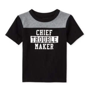 Childrens Place Tcp Short Sleeve boy top Chief Trouble Maker New Tags 9-12 Month - Picture 1 of 2