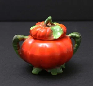 ANTICA CIOTOLA ZUCCHERO POMODORO FIGURALE PORCELLANA ROYAL BAYREUTH MARCHIO BLU - Foto 1 di 6