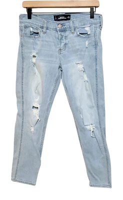 Hollister Womens Vintage Boyfriend Distressed Button Fly Jeans Size 1 25 Blue - Image 1 of 4