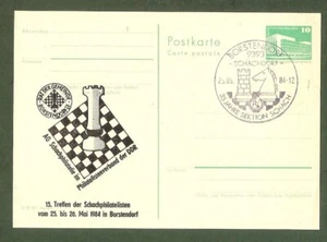 Germany-DDR 1984 Chess postmark CKM 8427 Borstendorf on souvenir postcard - Picture 1 of 1