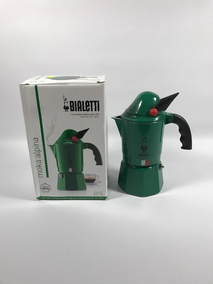 Bialetti Moka Alpina Direct Flame Type Green 3 Cups 2762 Espresso Maker