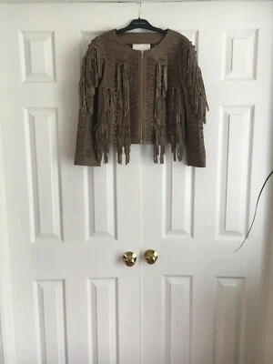 Nueva Chaqueta Corta Para Mujer Leifsdottir Hermosa Única con Flecos Cuero Marrón Claro  Foto 1 de 4