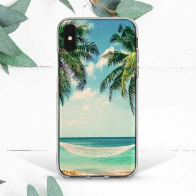 Summer Sand Beach Ocean Palm Trees Case For iPhone Xs 11 12 13 14 15 Pro Max XR - Image 1 of 2