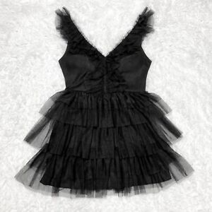 Black Ruffled Mini Party Dress Cupcake Size 9 Goth Fairy Y2K 90s