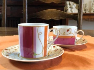 BERNARDAUD Limoges Bois de Rose Cup Saucer 2 Type Set Made In France - Picture 1 of 4