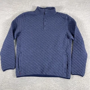 Rhone Quilted Pullover Mens Medium Blue 1/4 Snap Casual Cotton Blend Gramercy - Picture 1 of 14