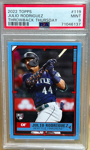 JULIO RODRIGUEZ * PSA 9 * 2022 TOPPS THROWBACK THURSDAY TBT ROOKIE CARD #119 RC