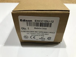 Edison NEW in Box 12 EHCC1DU-12 1-pole 600v 30a din mount CC fuse holder EHCC1DU - Picture 1 of 6