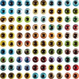 100 Pcs 6Mm Glass Eyes Cabochons Mixed Style Flatback Dome Cabochons Cat Eyes Do - Picture 1 of 6
