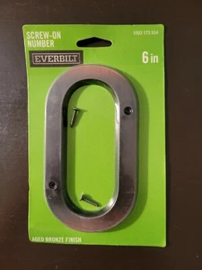 Everbilt 6" Screw-On Address Number 0 Aged Bronze Finish #1003173554 (NEW) - Picture 1 of 4