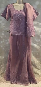 Designer Indian Pakistani MUSLIM SALWAR SHALWAR Kameez 3-PC SUIT Euro 44 DRESS - Picture 1 of 12