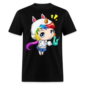 Cute Anime Chibi Girl Rainbow Unicorn T shirt Pretty Girls T-Shirt - Picture 1 of 101