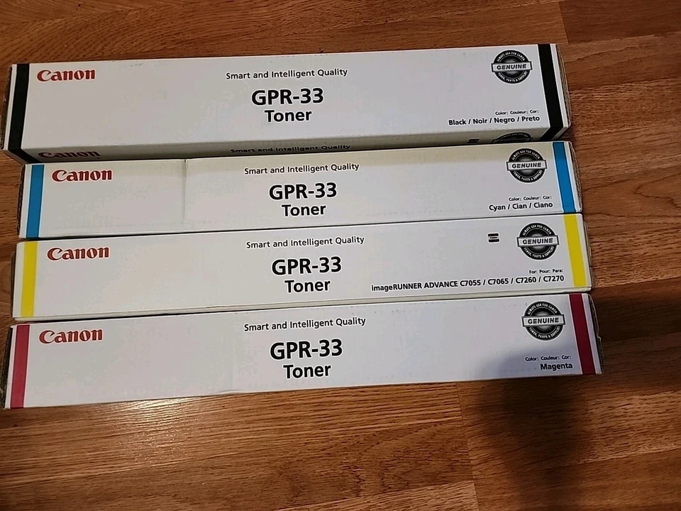 ¡JUEGO DE 4! Cartuchos de tóner Canon GPR-33 OEM negro cian amarillo magenta / SELLADOS Foto 1 de 1