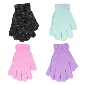 Kids Girls Boys Gloves 4 Pack metallic Fiber Magic Gloves Full Fingers Mittens - Picture 1 of 6