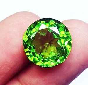 10.80 Ct Peridot Round Shape Certified Loose Gemstone With Free Gift - Picture 1 of 8