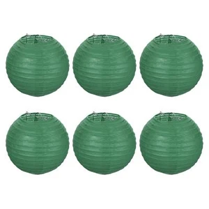 6" Papel Linternas, 6pzs Redondo Plegable Colgante Lámpara Sombra, Oscuro Verde - Imagen 1 de 7