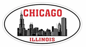 Chicago Illinois Oval Bumper Sticker or Helmet Sticker D3312 Euro Oval - Picture 1 of 1