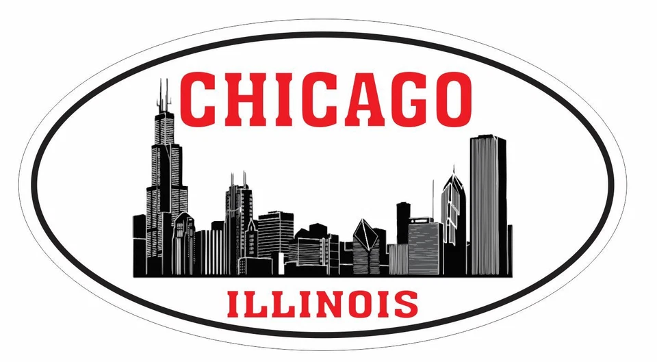 WINTER PARK PRODUCTS Chicago Illinois Oval Bumper Sticker or Helmet Sticker D3312 Euro Oval