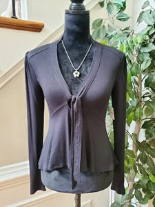 Free People Women Black Rayon V-Neck Long Sleeve Casual Top Blouse Size X-Small - Picture 1 of 15