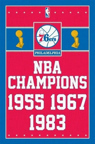 PHILADELPHIA 76ERS POSTER ~ 3 TIME CHAMPIONS 22x34 NBA Basketball 4453 Cover