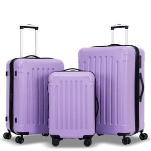Expandable Luggage Set 3 Piece 20"24"28" Purple Hardshell Suitcase with TSA Lock - Picture 1 of 12
