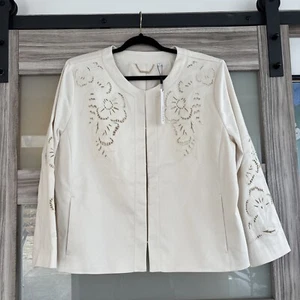 Neu mit Etikett Chico’s geblümte Cutwork-Jacke englisch creme Größe 3,5 - Bild 1 von 11