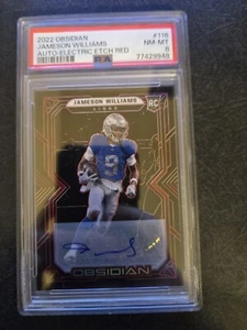 2022 Panini Obsidian - Rookies #116 Jameson Williams Red Etch /10 Auto PSA 8 - Picture 1 of 2