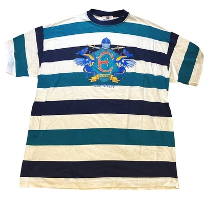 Camisa De Colección Excalibur Para Hombres Grande Las Vegas Rayas Dragón Manga Corta Y2K Foto 1 de 4